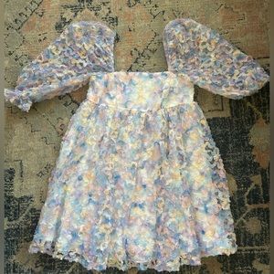 multicolored puff sleeve dress, size small!